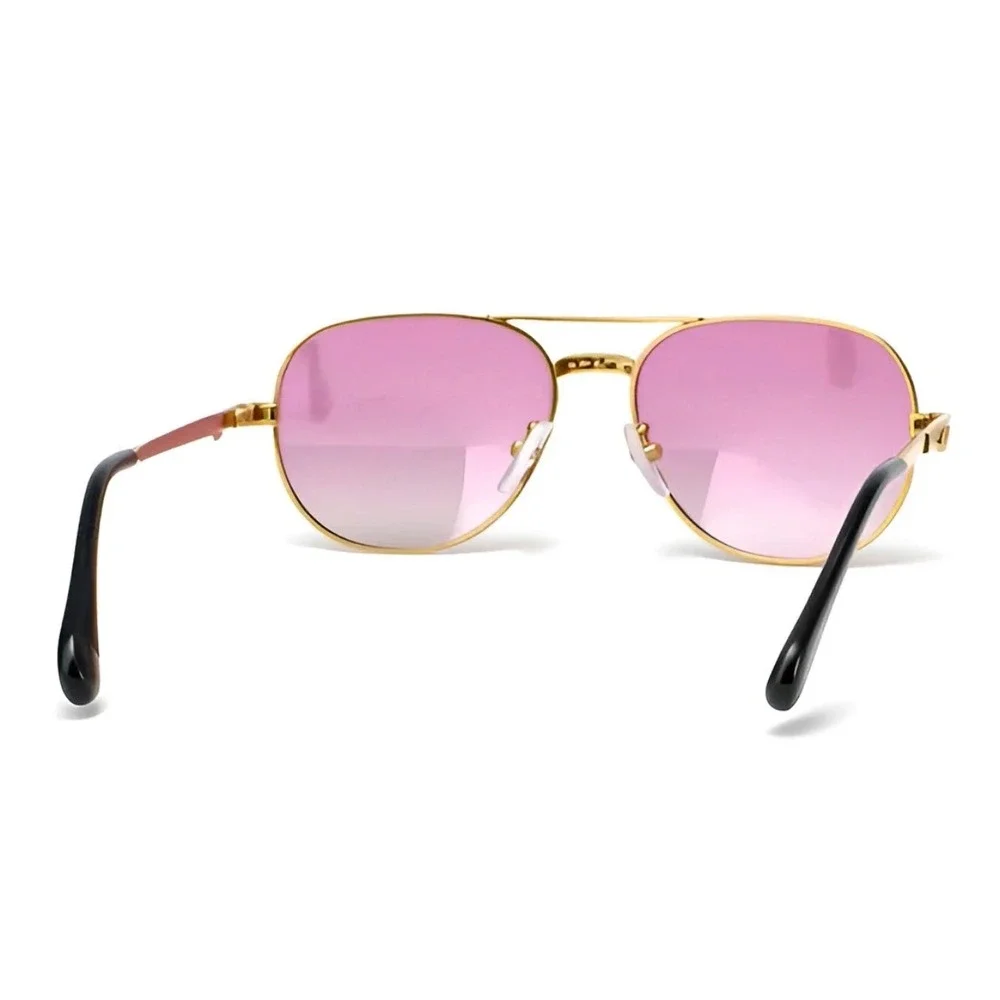 Men Vintage Style Gold Etched Aviator Sunglasses Pink Gradient Lens Retro Shades